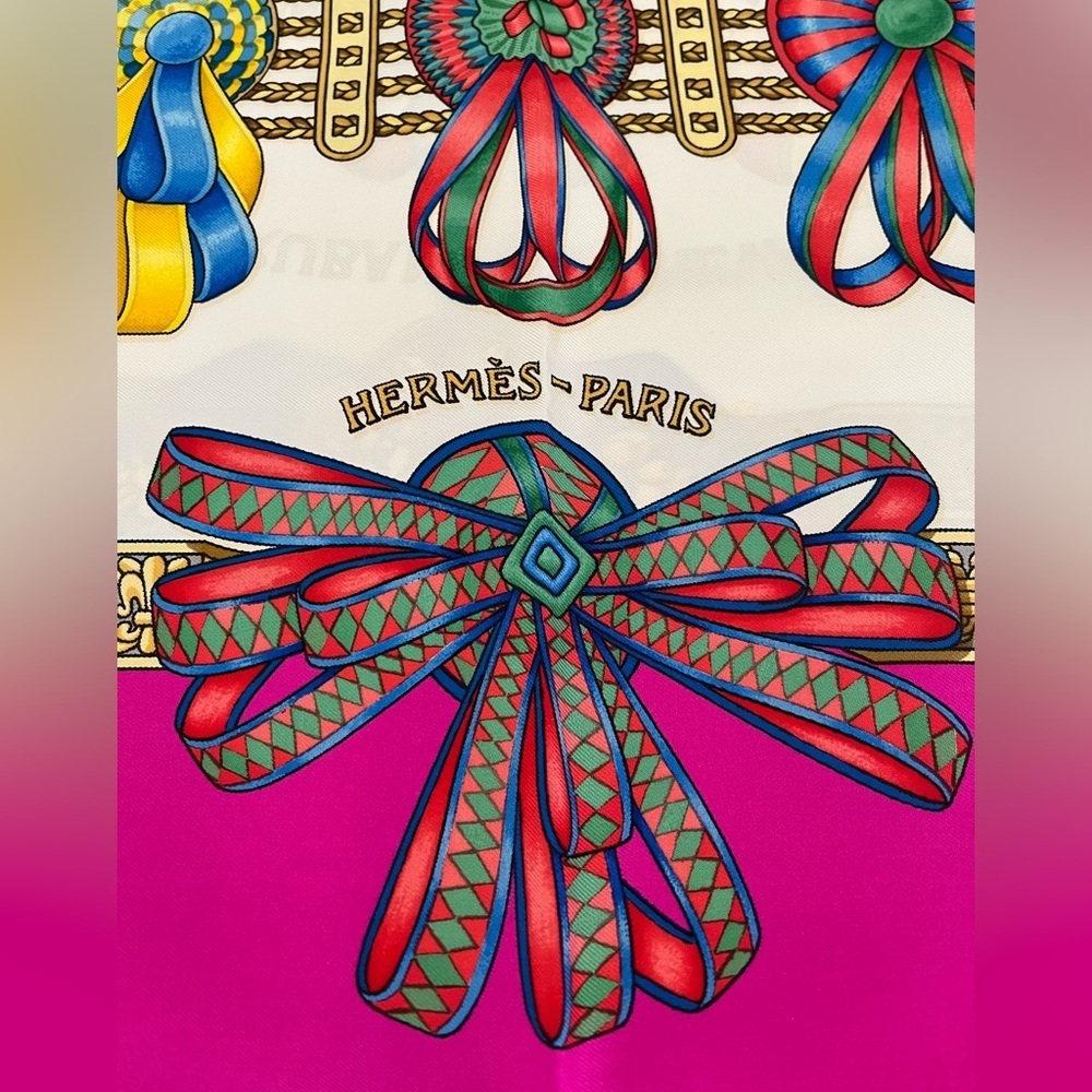 HERMES Les Rubans Du Cheval Silk Scarf by Joachim Metz Rare EUC 1988--93 - Picture 6 of 17